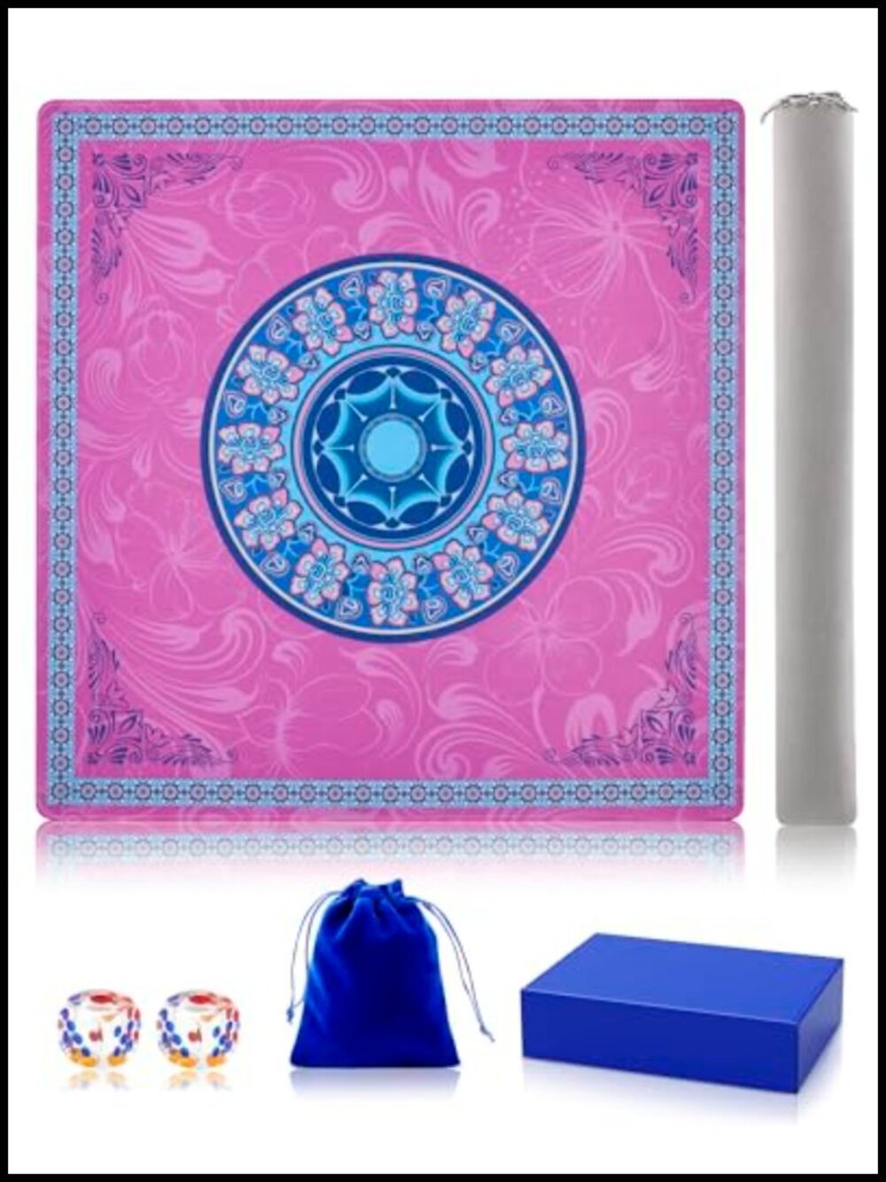 American Mahjong Mat with Rules, Non-Slip, 31.5 x 31.5 inches